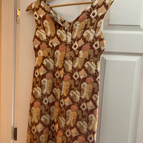 Vintage 60s ankle length formal dress with capelet - Picture 5 of 6